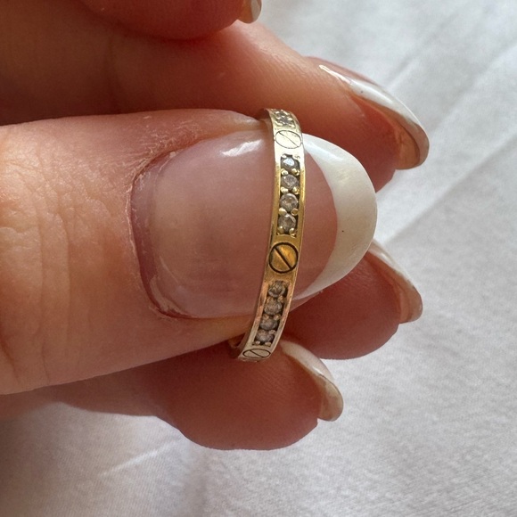 14k Yellow Gold Pave Screw Band - Picture 4 of 15